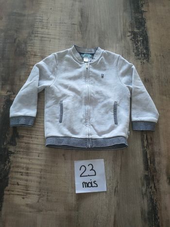 Gilet gris fermeture bébé garçon 23 mois obaïbi
