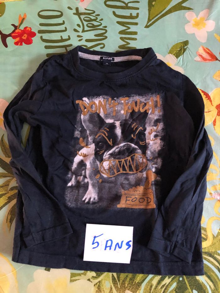 T shirt manches longues dessin bouledogue garçon