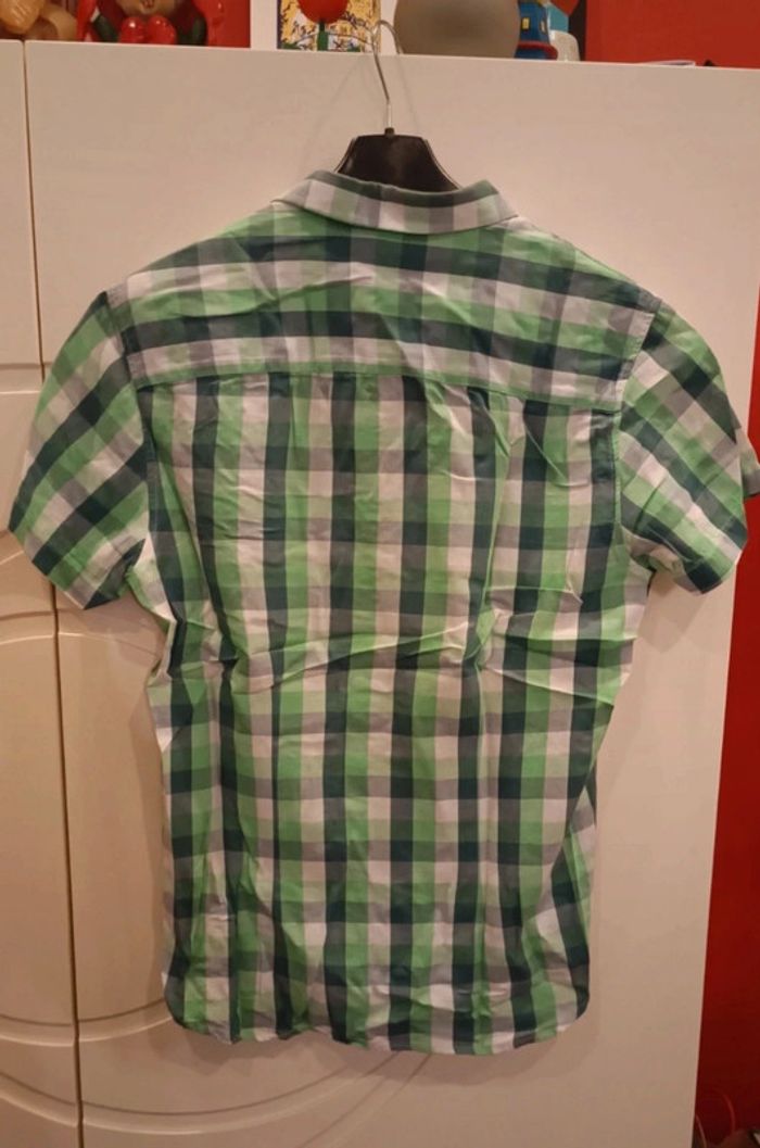 Camicia Smog mezze maniche a quadrettoni verde e blu - photo numéro 2