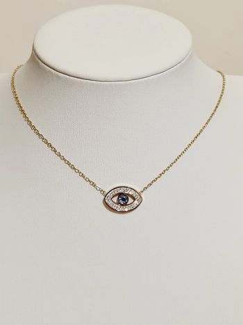 Collier oeil de protection doré acier inoxydable