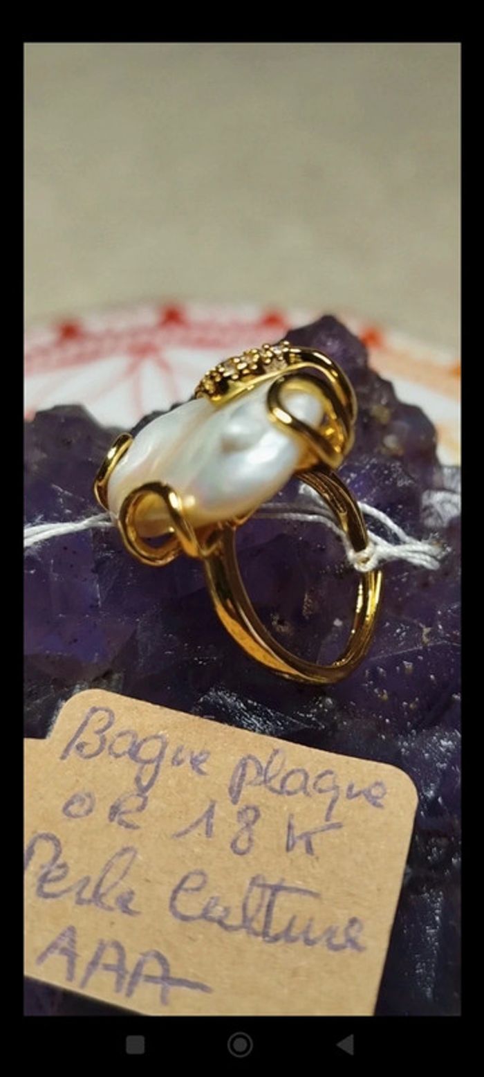 Bague Éveil Mystique💫 Bague Serpent en Or 24 Carats et Perle des Mers du Sud AAA - photo numéro 2