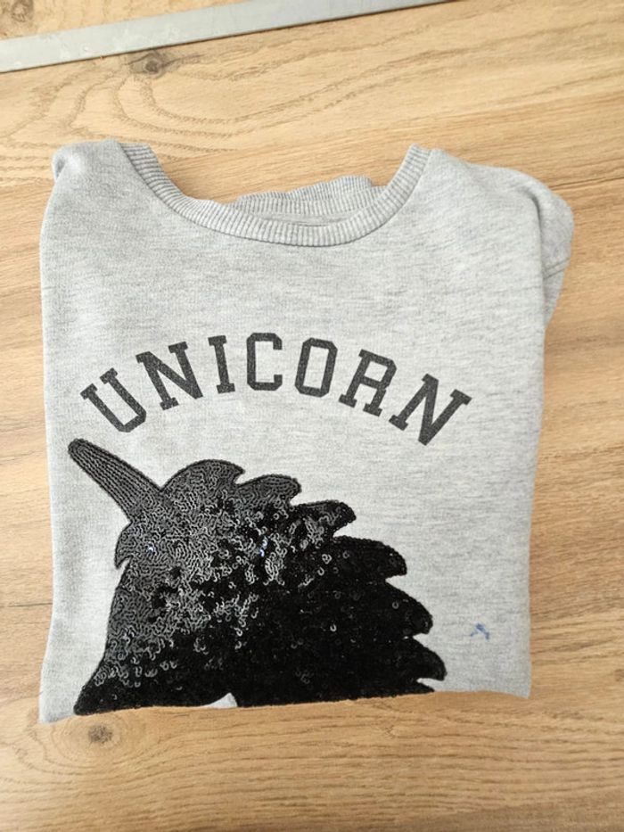 Pull licorne sequins 13 14 ans fille gris - photo numéro 3