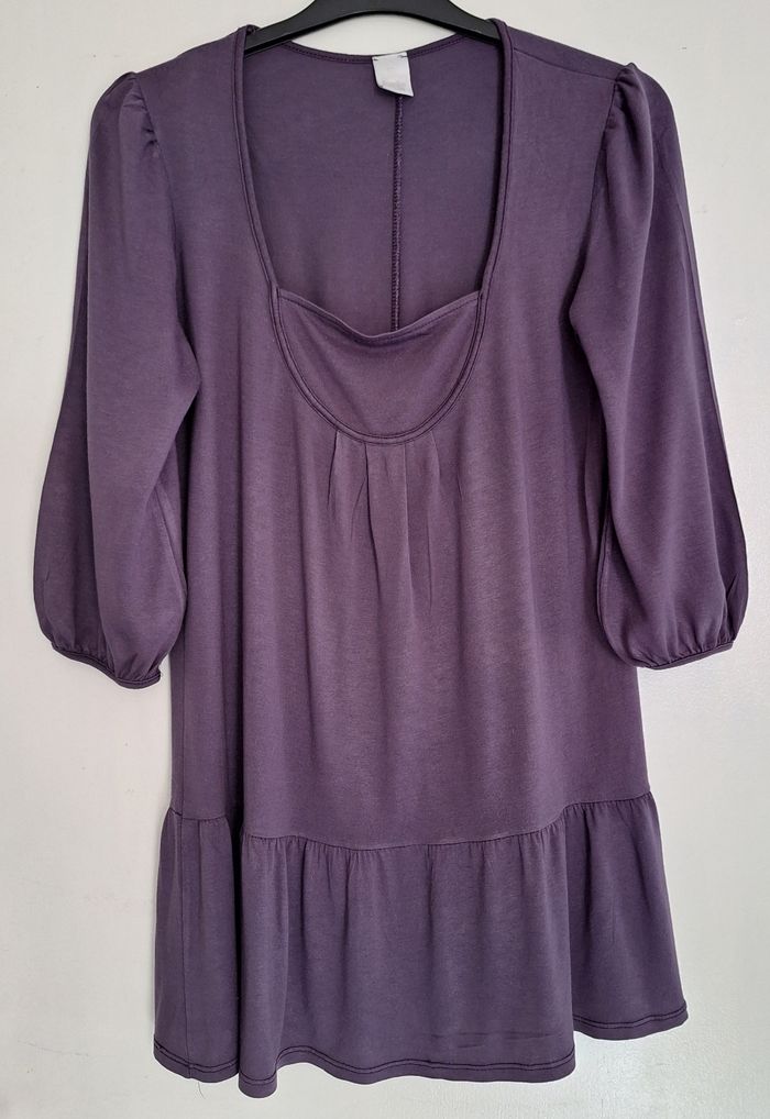 Tunique longue manches 3/4 couleur unie