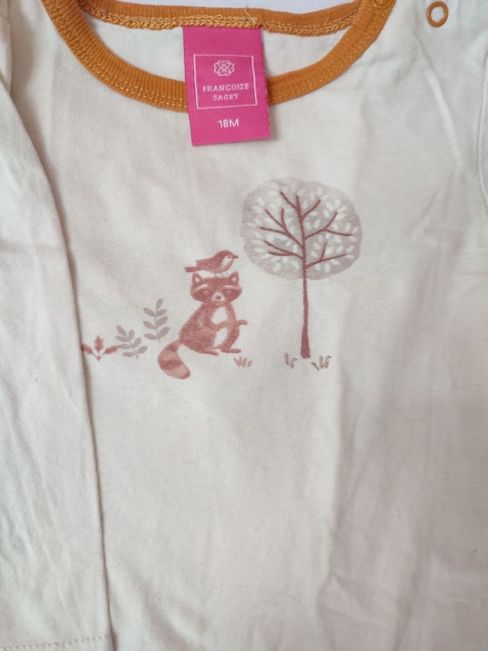 Lot de 2 bodies - Mixte - Thème animaux de la forêt - 18 mois - Très bon état - Françoise Saget - photo numéro 6