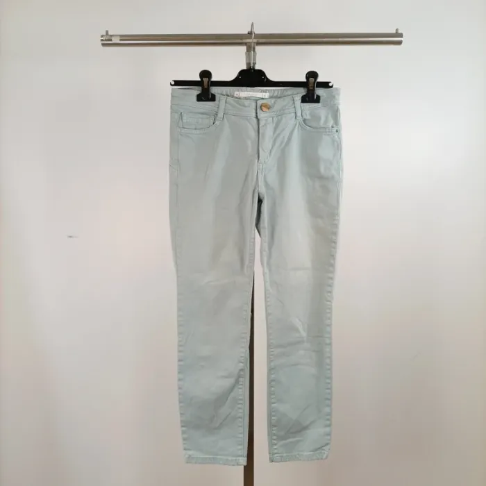 Pantalon slim vert d’eau Sud Express taille 38 coton stretch coupe près du corps A1338