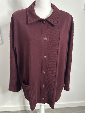 Cardigan en laine prune bordeaux Marcelle Griffon T6 52 6XL