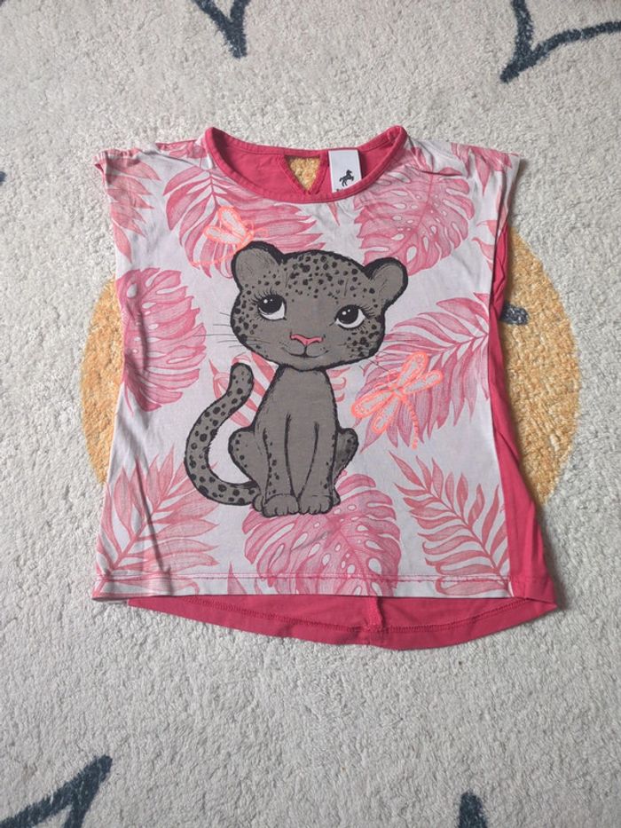 T-shirt panthère rose monstera libellule fille 5 ans