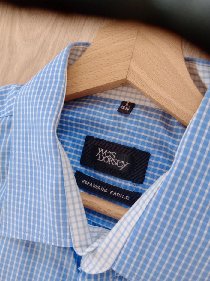 Chemise homme taille 5 43-44 vichy bleu c84 - photo numéro 14