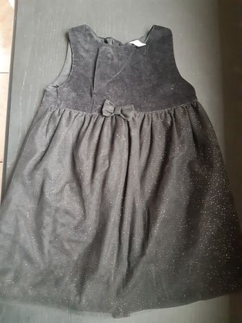 Robe soirée fête noir paillettes doré 23 mois neuve tulle velours