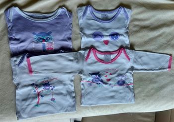 Lot de 4 bodies chouettes 12 mois