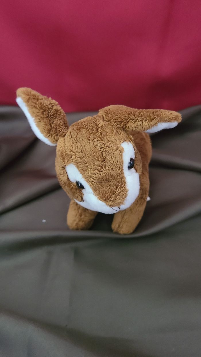 Lapin en Peluche Marron couché - photo numéro 5