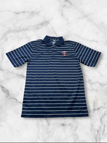 Polo MLB Minnesota Twins rayé bleu marine – Taille M