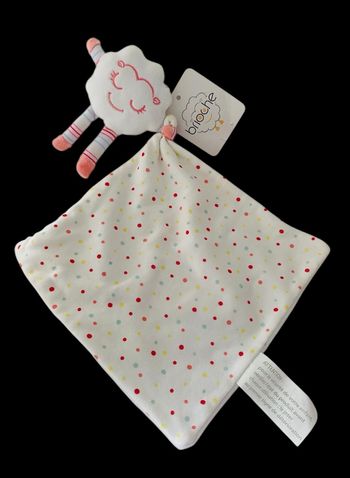 ❤️ Doudou Mouchoir Brioche Mouton Nuage Plat Rose Blanc LA HALLE