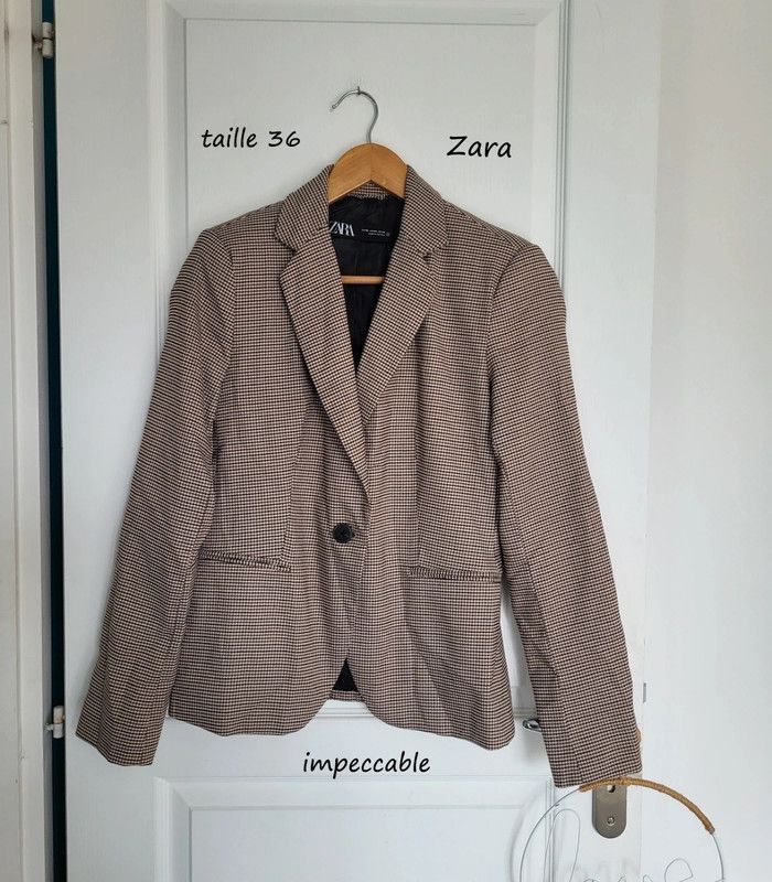 Veste blazer à carreaux cintrée Zara taille 36