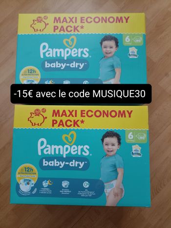2 cartons de couches Pampers baby-dry T6 taille 6
