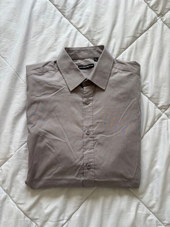 Chemise cargo club début 2000 y2k homme gris clair regular fit classique taille M 39/40