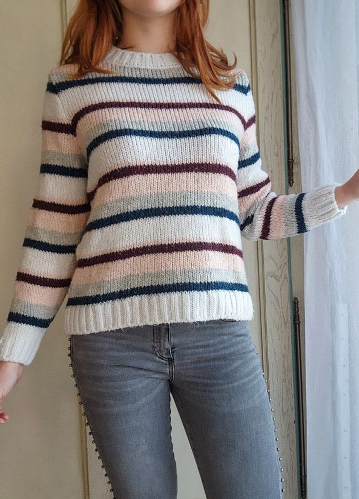 Pull blanc rayé multicolore Pimkie - photo numéro 2