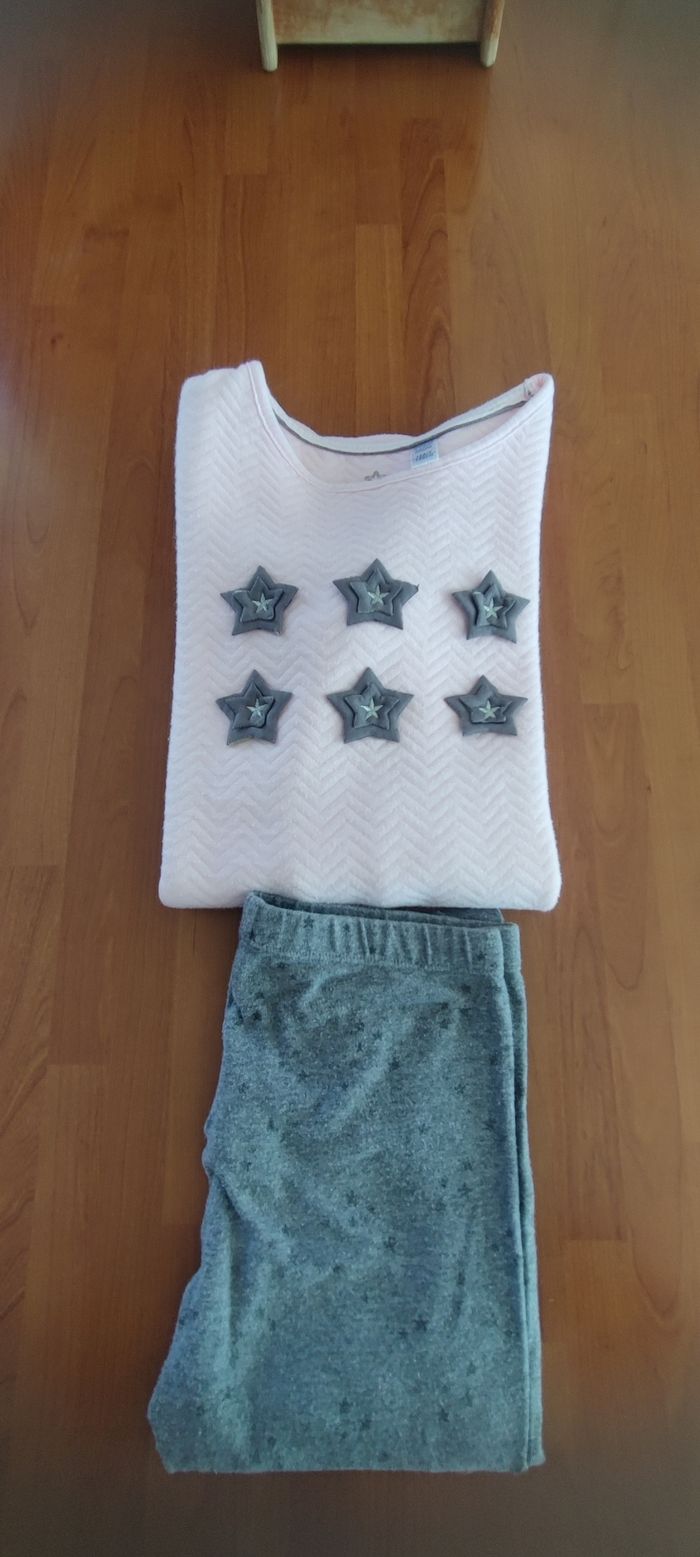 Pyjama 2 pièces rose et gris Okaïdi 10 ans