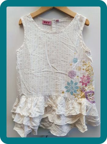 Debardeur crème avec fils dorés et imprimé fleuri 10 ans