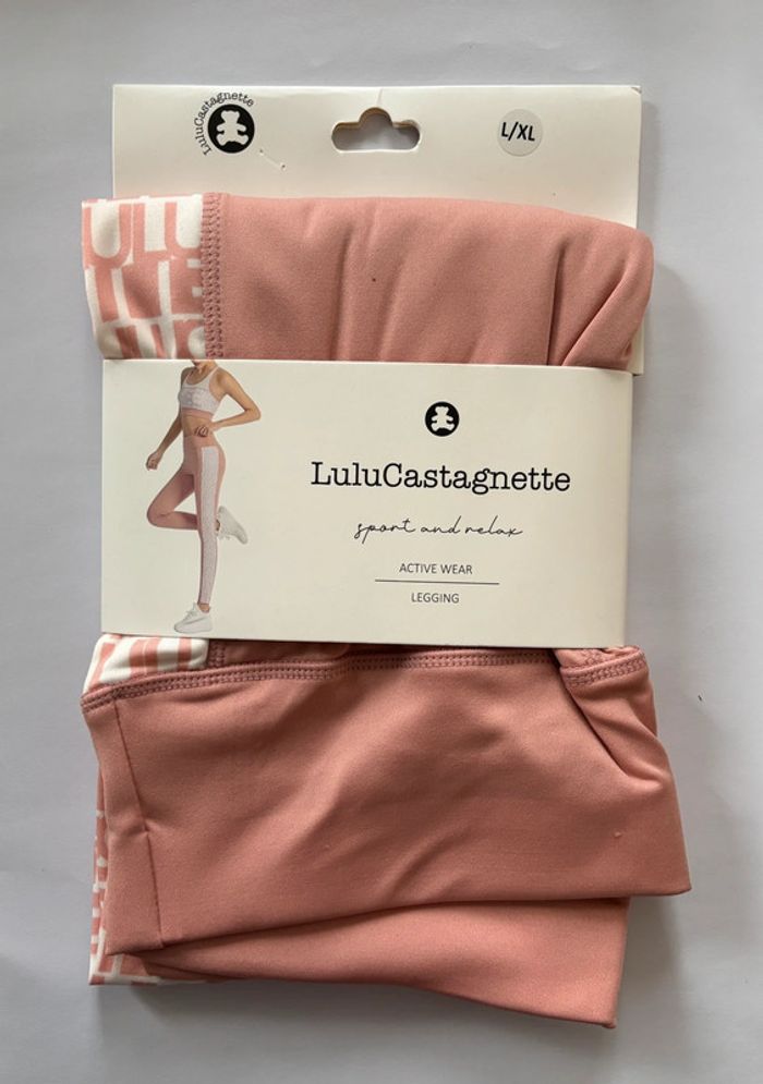 Legging de sport Lulu Castagnette rose et blanc taille L/XL
