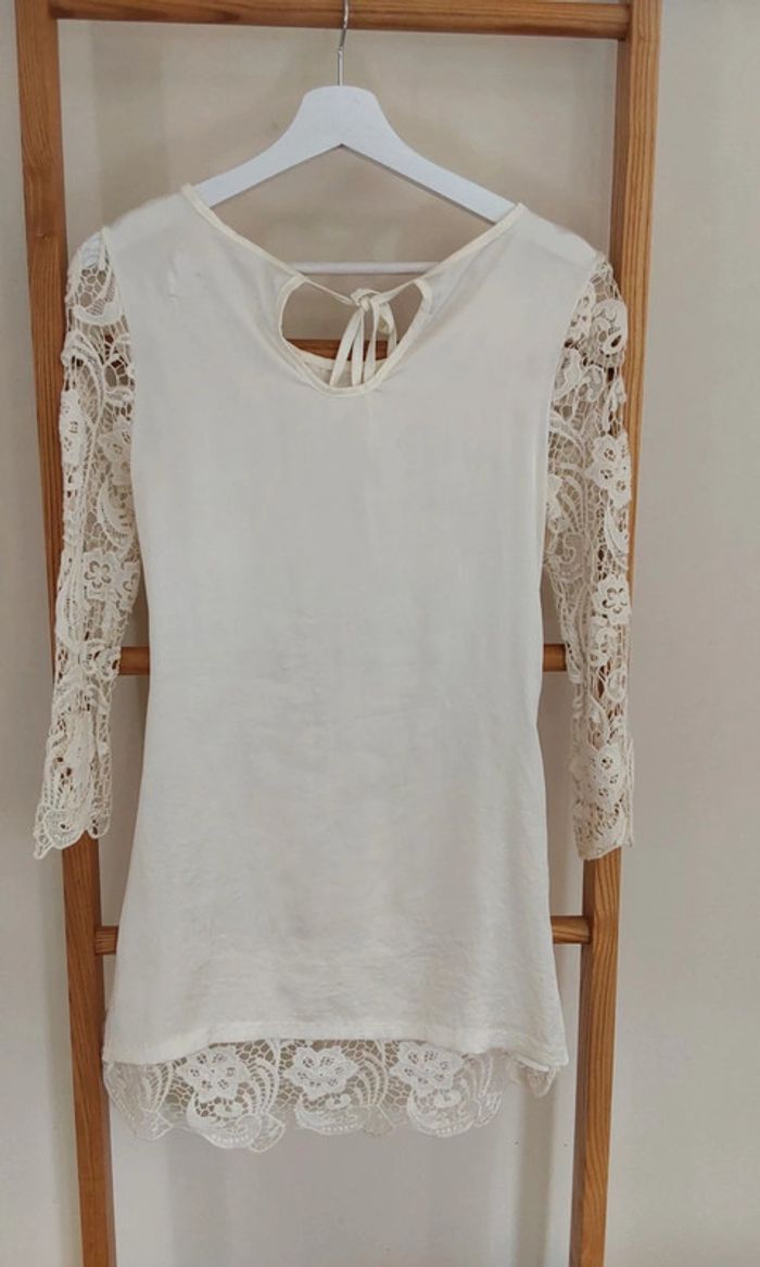 Robe courte crochet blanc crème T36 - photo numéro 6