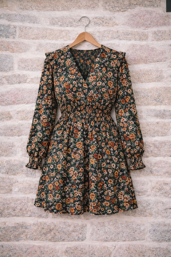 Robe fleurie romantique verte et multicolore Femme taille 52 marque Boohoo 💍 - photo numéro 8