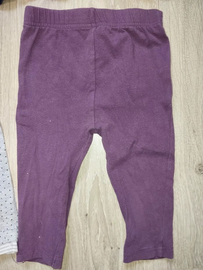 Lot leggings fille 12 mois bleu, rose, violet, gris - photo numéro 3