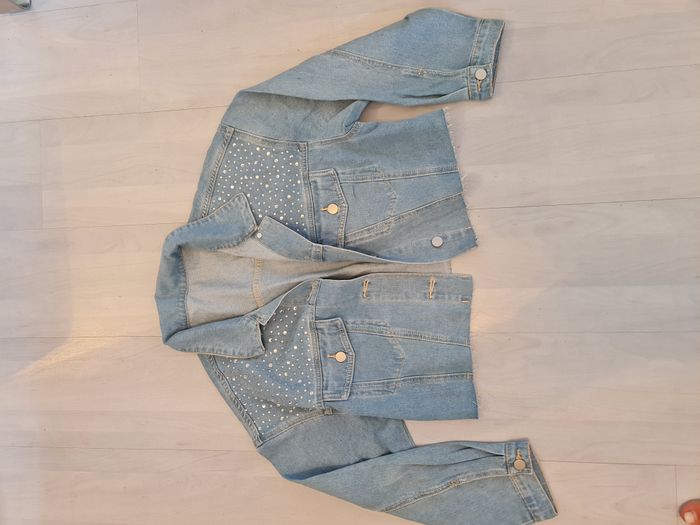Veste en jean courte ample avec des strass Shein Taille 36 - photo numéro 6