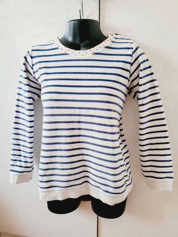 Haut pyjama marinière rayures bleu marine Petit bateau étoiles taille 12 ans 14 ans