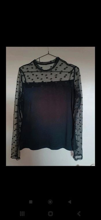 Blouse élégante noire en mesh et pois - taille M/ L