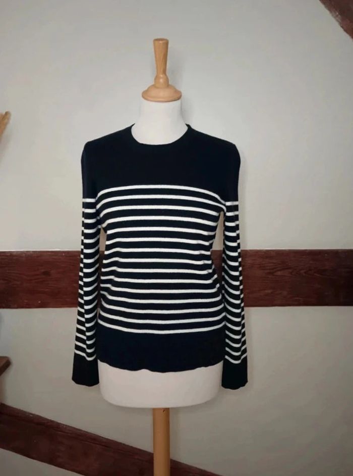 Pull marinière marine blanc laine Cyrillus - photo numéro 3