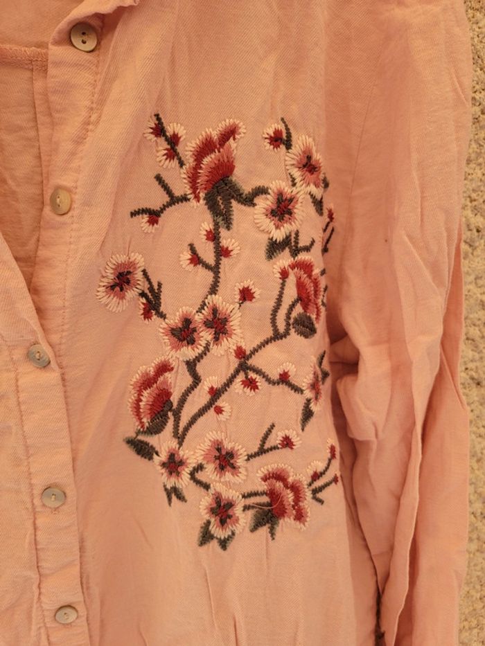 Chemisier à motif broder fleurs vintage élégant chic grunge - photo numéro 2