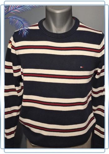 Pull  / crewneck rayé multicolore tommy hilfiger col V homme - taille S (58)