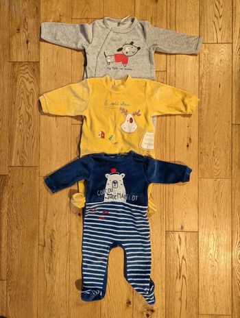 Lot de 3 pyjamas velours  - 6 mois