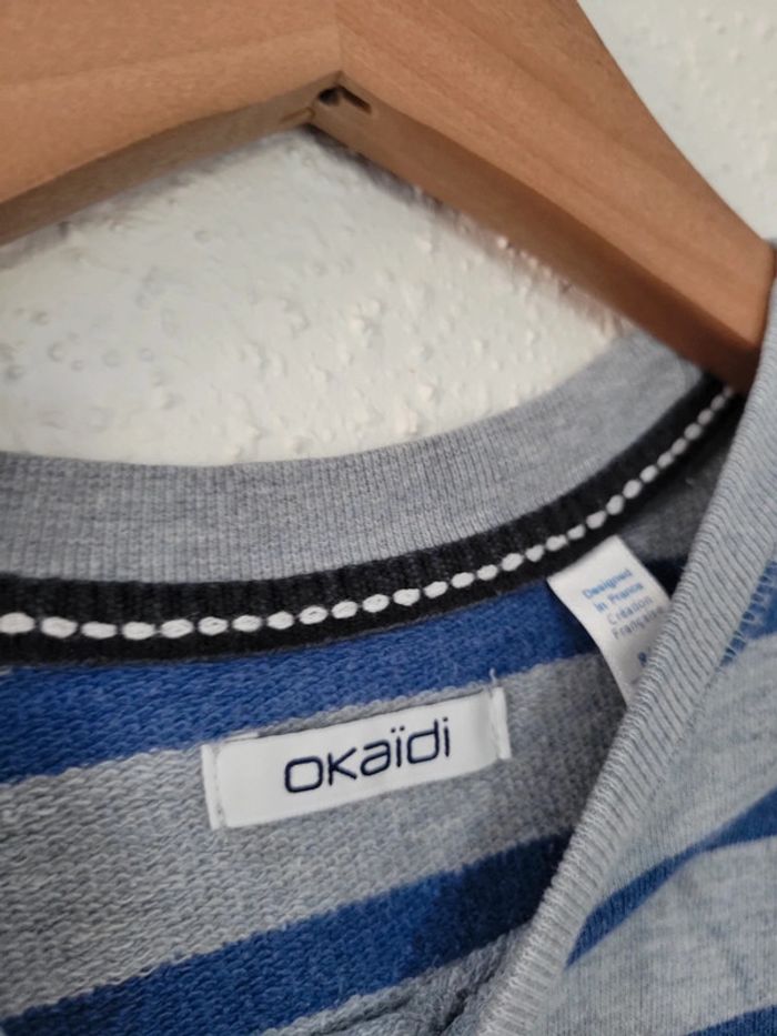 Pull garçon Okaidi 8 ans rayures motif vélo - photo numéro 4