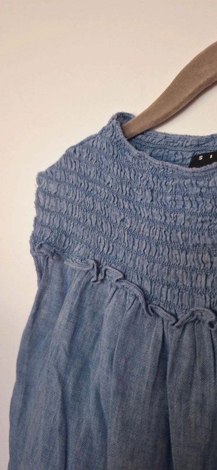 Blouse bleu en coton – Sisley – 6/7 ans - photo numéro 3