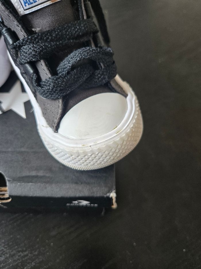 ​Chaussures Bébé CONVERSE All Star T.19 - Gris/Noir/Bleu - TBE - photo numéro 3