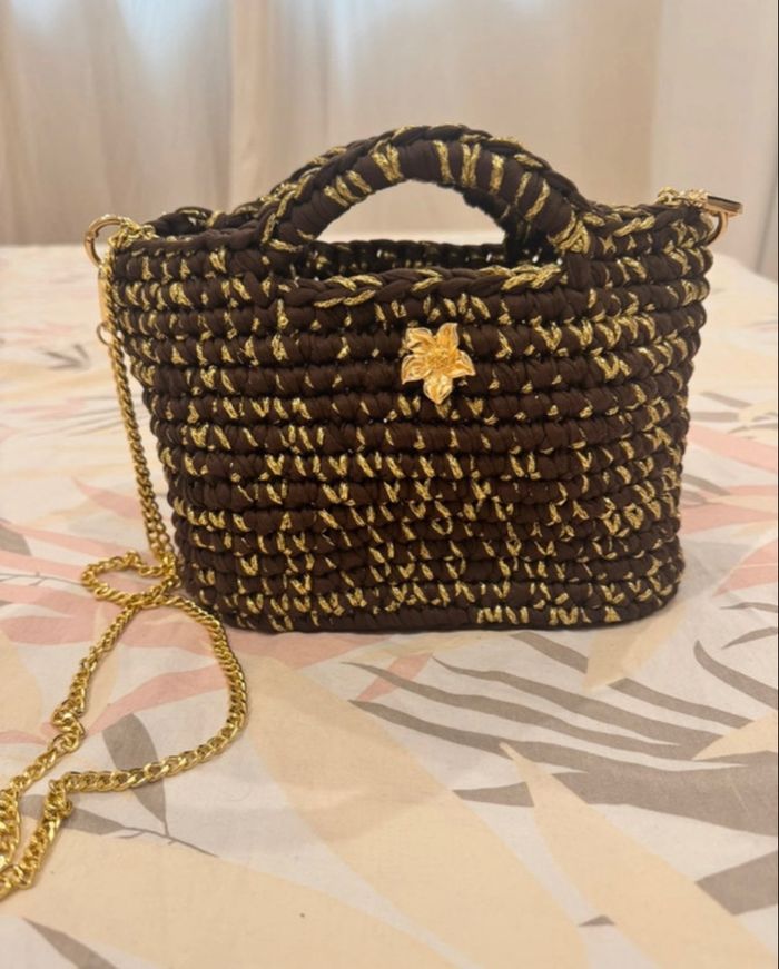 Sac à main marron & doré - idée cadeau Noël