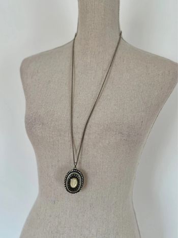 Collier hm h&m sautoir gris strass boucle d’oreilles Ketting Halskette Necklace Collar Colar Collana