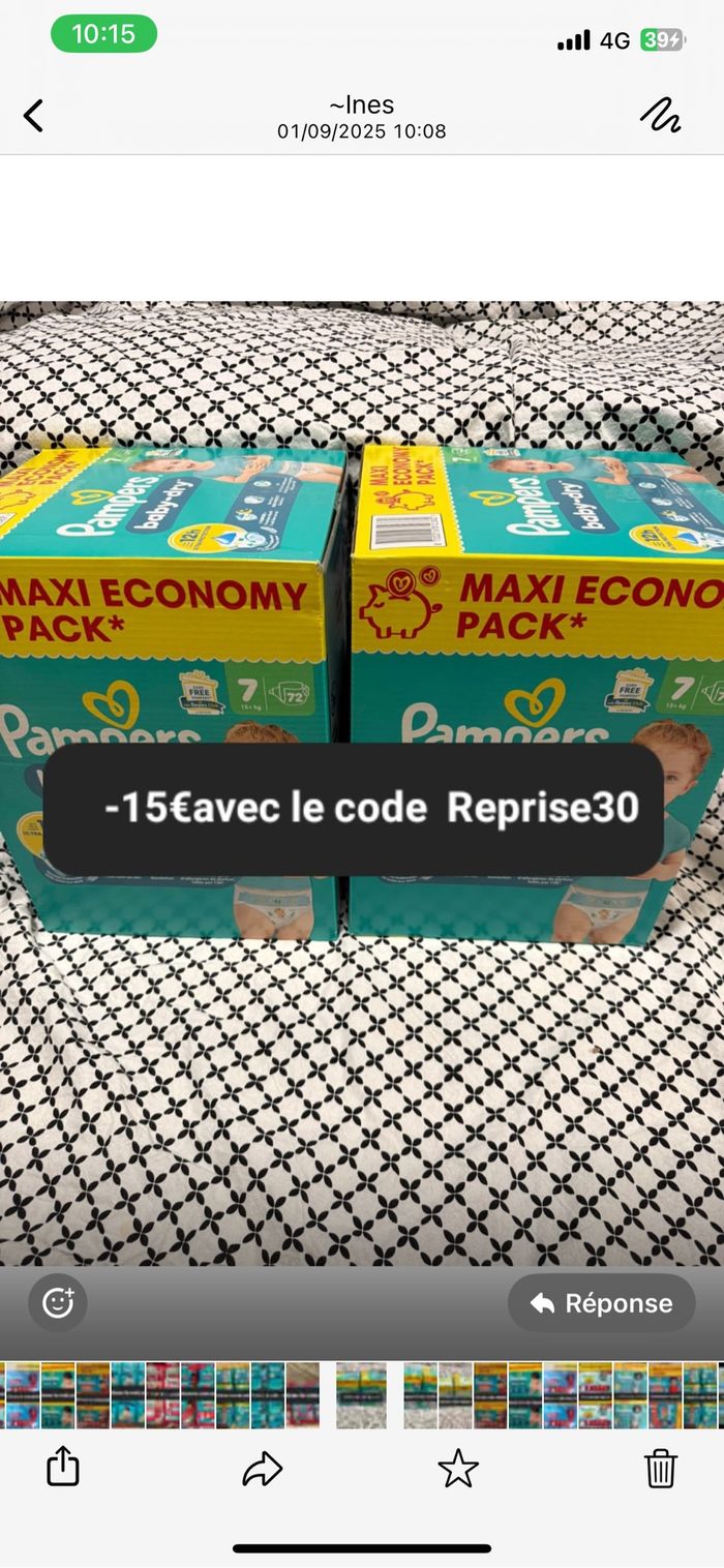 2 cartons de couches Pampers taille 7