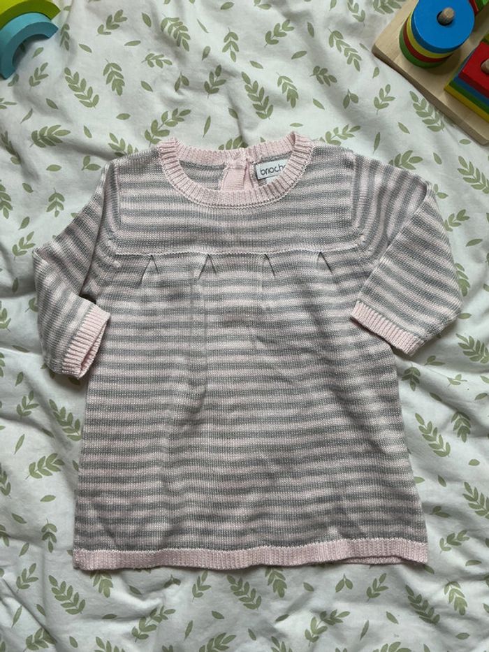 robe manches longues gris et rose brioche 3 mois - photo numéro 3