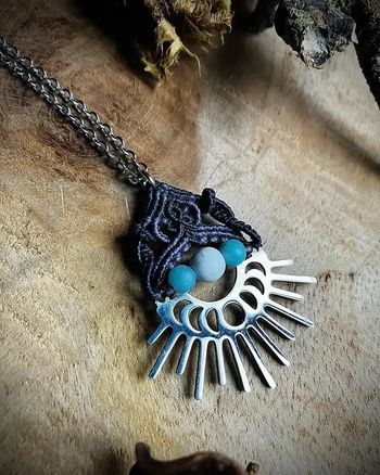 SOLDE -50% Collier phase de lune acier inoxydable et macramé