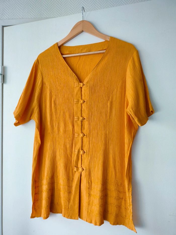 Blouse Vintage jaune moutarde - photo numéro 2