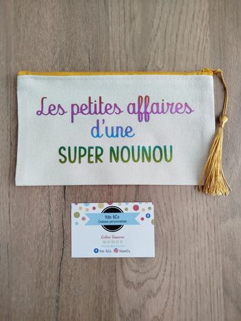 Trousse pochette en toile les petites affaires d'une super nounou