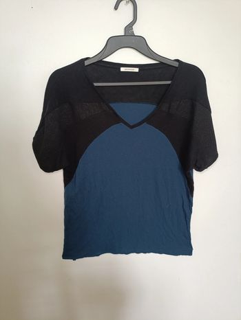 Top bicolore bleu et noir – Promod brillant paillettes