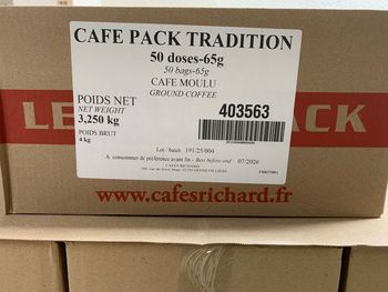 Café Richard Tradition – 50 doses de 65g (3,25 kg) – Neuf