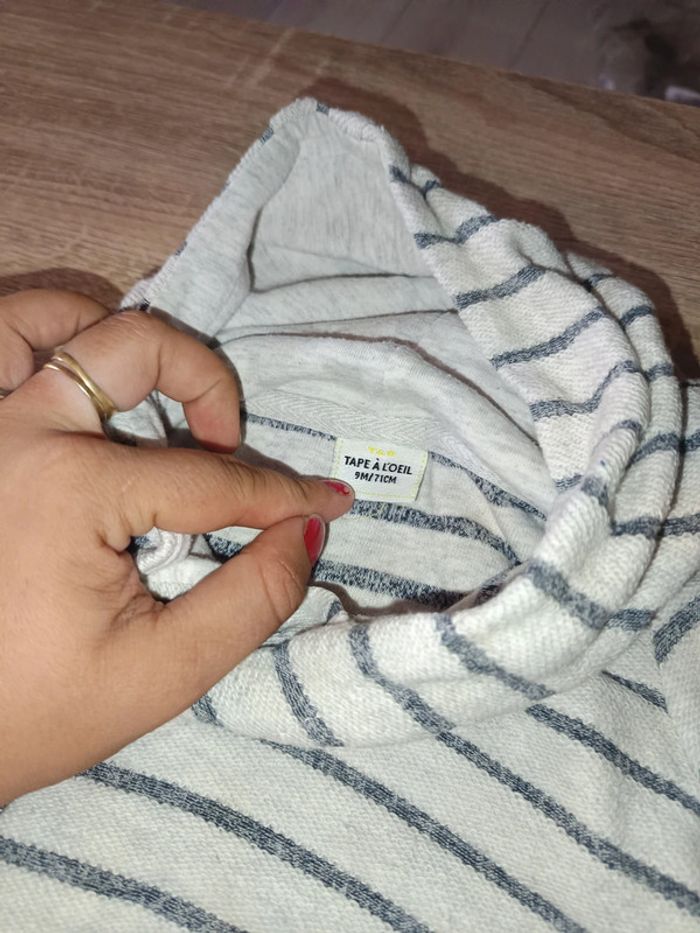 Pull a capuche tape a l'oeil 9 mois - photo numéro 2