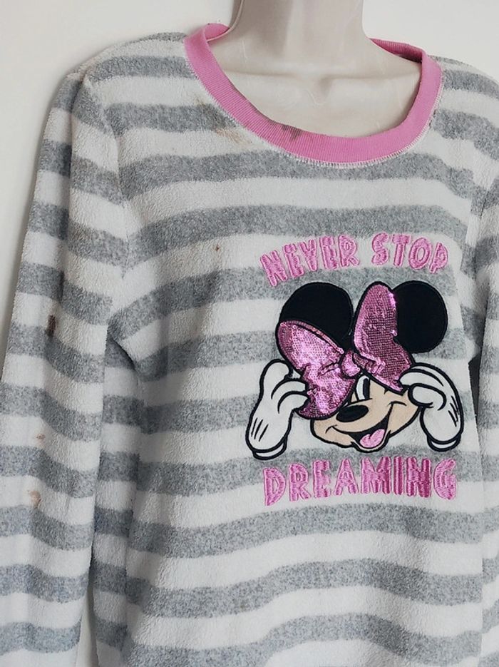 Sweat polaire rayé blanc gris Minnie Rose / Disney × Love to Lounge - 36/S - photo numéro 2