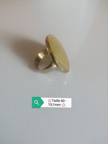 🌸Bague doré ronde large email jaune "vintage"annees80  Taille 60🌸