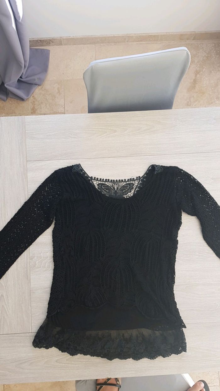 Pull noir dentelle taille unique